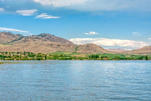 Beautiful view in Okanagan valley over Osoyoos lake. Scenery lake view on warm summer evening