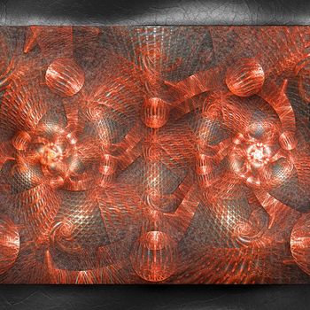 3D rendering of plastic background with embossed fractal on leather