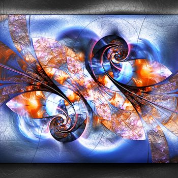 3D rendering of plastic background with embossed fractal on leather