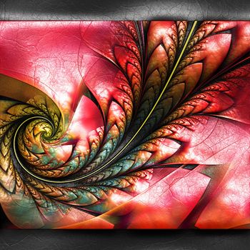 3D rendering of plastic background with embossed fractal on leather