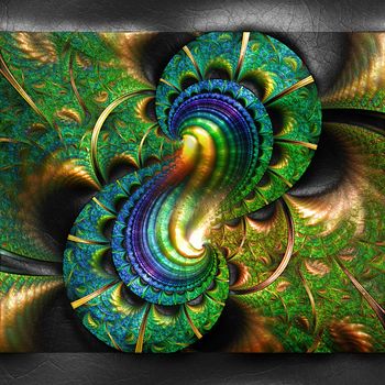 3D rendering of plastic background with embossed fractal on leather