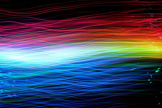 Abstract motion curved lights on dark background