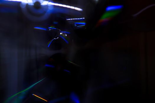 Abstract motion defocused lights on dark background