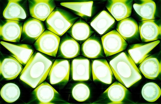 abstract shapes and  green lights