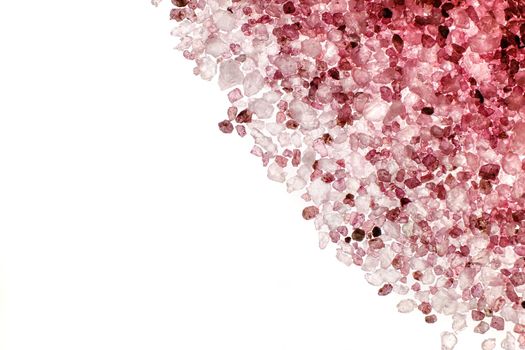 aromatic sea salt bath on white background