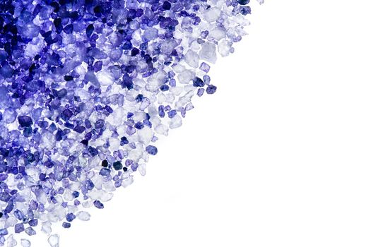 aromatic sea salt bath on white background