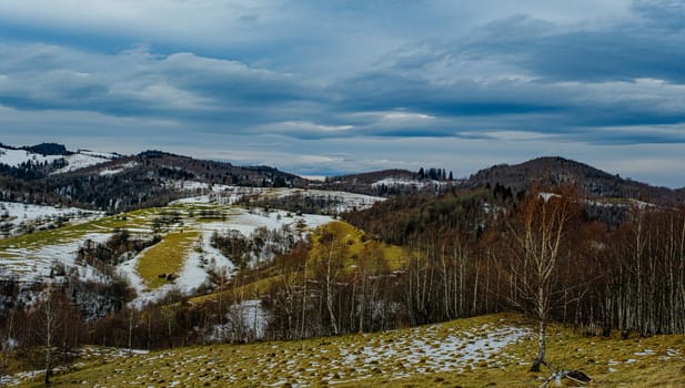 beautiful winter landscapes in the Romanian mountains, Fantanele village area, Sibiu county, Cindrel mountains, Romania