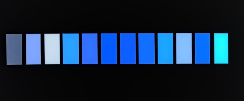 blue color palette samples on black background