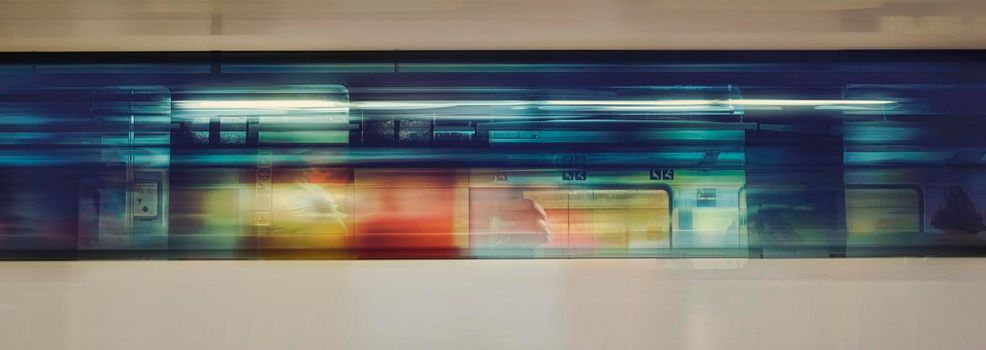 Motion blur of high speed train in subway