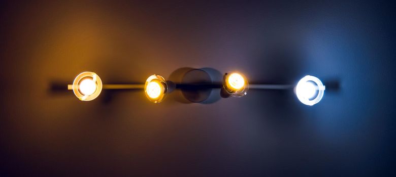 set of light bulbs on the ceiling