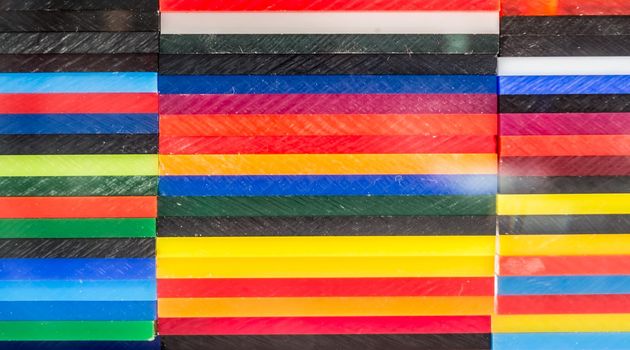 Stack of Coloured Cast Acrylic Sheet, close view