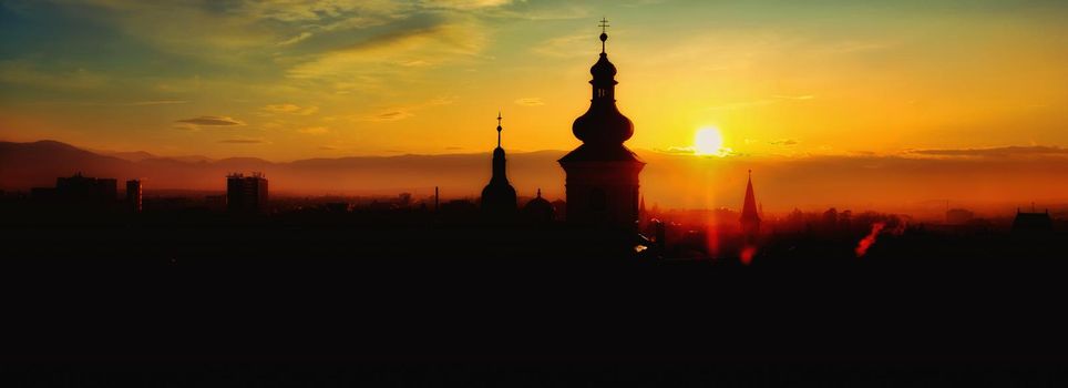 sunset over the city, Sibiu, Romania