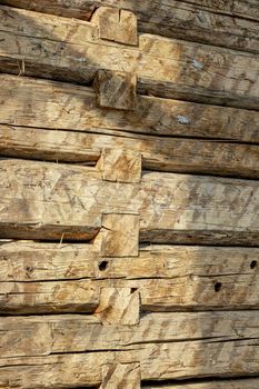 traditional Romanian wooden houses under construction