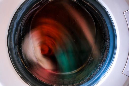 Washing machine with dirty clothes inside