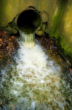 wastewater flows on the pipe