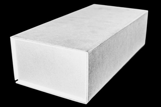 white cardboard box on black background