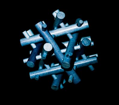 Wooden Brain Bamboo Puzzle on black background