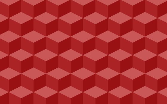 Bulk texture of red squares in isometric. Vector illustration, eps 10