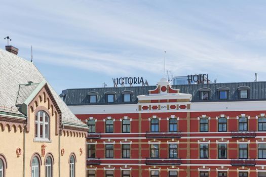 STAVANGER, NORWAY - JUNE 01, 2017: Hotel Victoria and architecture in the city of Stavanger in Norway.