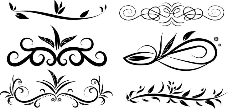 Collection of hand drawn decorative corner delimiters, template for greeting card,