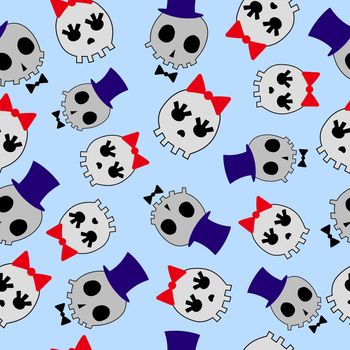 Seamless pattern of cute skeletons.Vector illustration eps 10