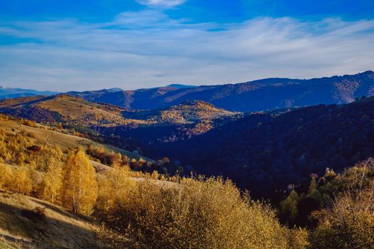 beautiful autumn landscapes in the Romanian mountains, Fantanele village area, Sibiu county, Cindrel mountains, Romania