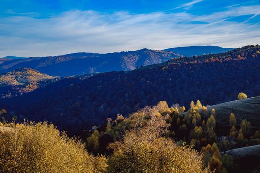 beautiful autumn landscapes in the Romanian mountains, Fantanele village area, Sibiu county, Cindrel mountains, Romania