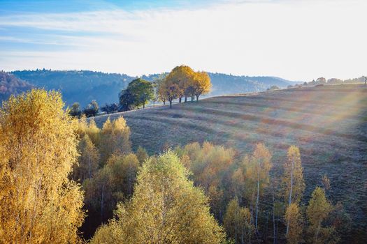 beautiful autumn landscapes in the Romanian mountains, Fantanele village area, Sibiu county, Cindrel mountains, Romania