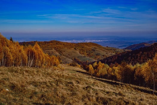 beautiful autumn landscapes in the Romanian mountains, Fantanele village area, Sibiu county, Cindrel mountains, Romania