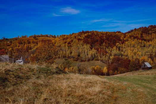 beautiful autumn landscapes in the Romanian mountains, Fantanele village area, Sibiu county, Cindrel mountains, Romania