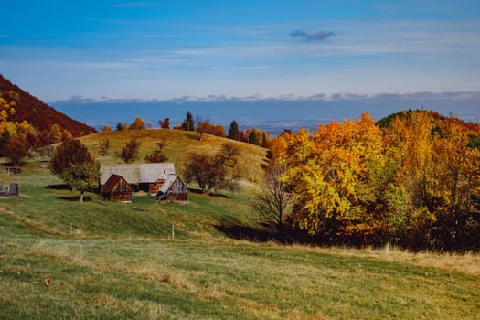 beautiful autumn landscapes in the Romanian mountains, Fantanele village area, Sibiu county, Cindrel mountains, Romania