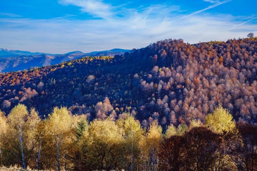 beautiful autumn landscapes in the Romanian mountains, Fantanele village area, Sibiu county, Cindrel mountains, Romania
