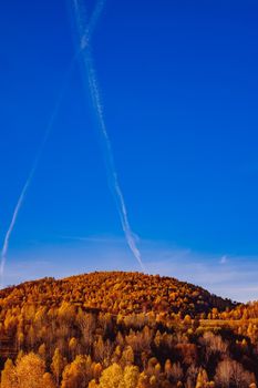 beautiful autumn landscapes in the Romanian mountains, Fantanele village area, Sibiu county, Cindrel mountains, Romania