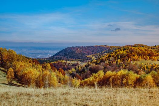 beautiful autumn landscapes in the Romanian mountains, Fantanele village area, Sibiu county, Cindrel mountains, Romania