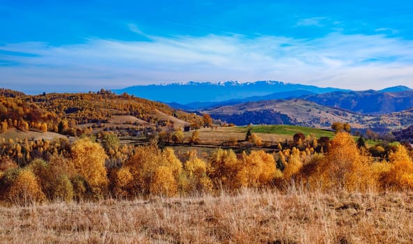 beautiful autumn landscapes in the Romanian mountains, Fantanele village area, Sibiu county, Cindrel mountains, Romania