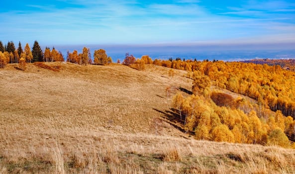 beautiful autumn landscapes in the Romanian mountains, Fantanele village area, Sibiu county, Cindrel mountains, Romania