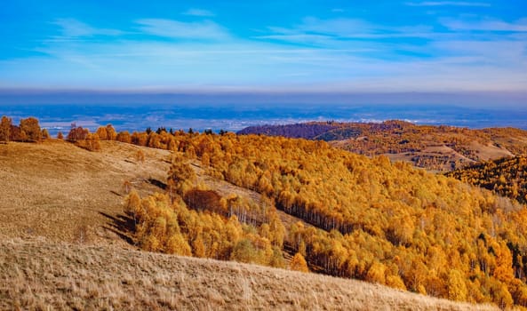 beautiful autumn landscapes in the Romanian mountains, Fantanele village area, Sibiu county, Cindrel mountains, Romania