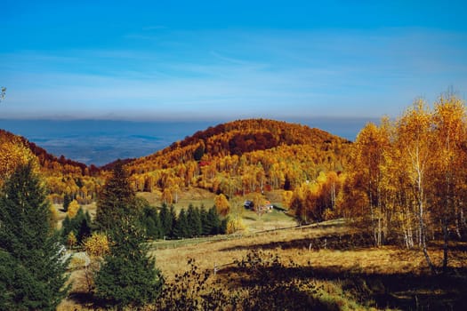 beautiful autumn landscapes in the Romanian mountains, Fantanele village area, Sibiu county, Cindrel mountains, Romania