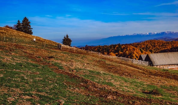 beautiful autumn landscapes in the Romanian mountains, Fantanele village area, Sibiu county, Cindrel mountains, Romania