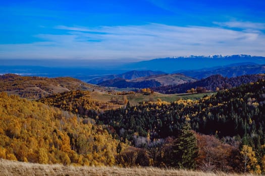 beautiful autumn landscapes in the Romanian mountains, Fantanele village area, Sibiu county, Cindrel mountains, Romania