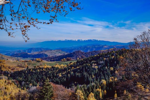 beautiful autumn landscapes in the Romanian mountains, Fantanele village area, Sibiu county, Cindrel mountains, Romania