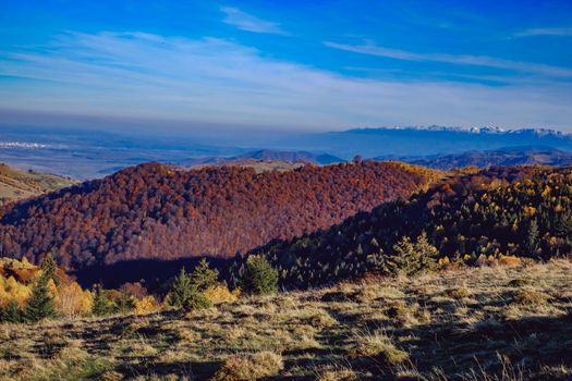 beautiful autumn landscapes in the Romanian mountains, Fantanele village area, Sibiu county, Cindrel mountains, Romania
