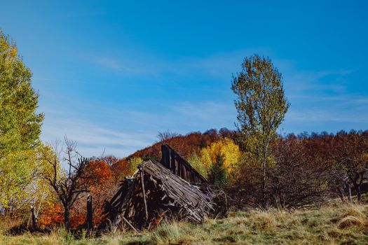 beautiful autumn landscapes in the Romanian mountains, Fantanele village area, Sibiu county, Cindrel mountains, Romania