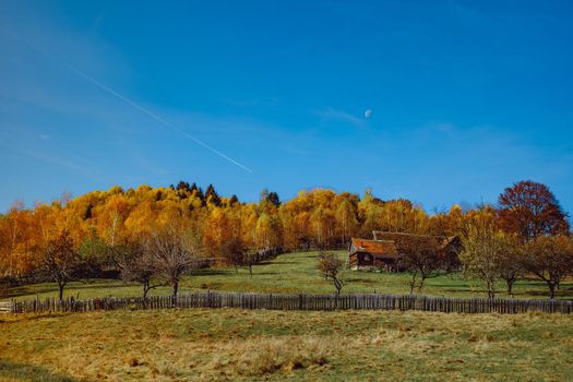 beautiful autumn landscapes in the Romanian mountains, Fantanele village area, Sibiu county, Cindrel mountains, Romania