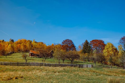 beautiful autumn landscapes in the Romanian mountains, Fantanele village area, Sibiu county, Cindrel mountains, Romania