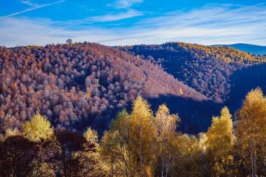 beautiful autumn landscapes in the Romanian mountains, Fantanele village area, Sibiu county, Cindrel mountains, Romania