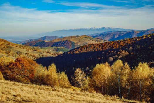 beautiful autumn landscapes in the Romanian mountains, Fantanele village area, Sibiu county, Cindrel mountains, Romania