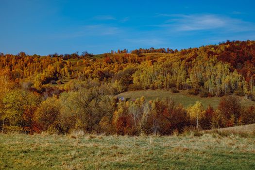 beautiful autumn landscapes in the Romanian mountains, Fantanele village area, Sibiu county, Cindrel mountains, Romania