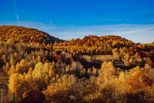 beautiful autumn landscapes in the Romanian mountains, Fantanele village area, Sibiu county, Cindrel mountains, Romania