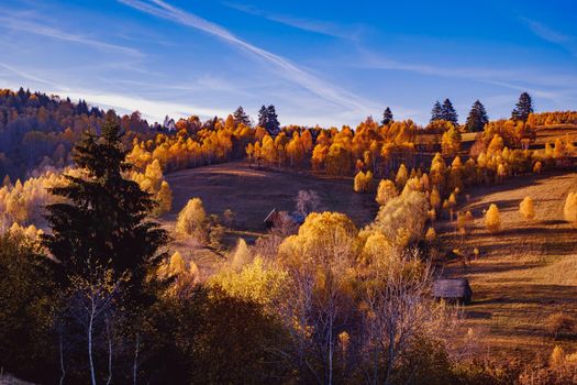 beautiful autumn landscapes in the Romanian mountains, Fantanele village area, Sibiu county, Cindrel mountains, Romania